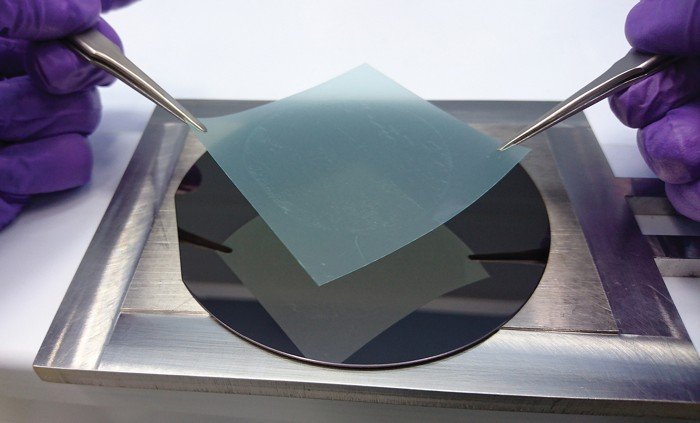 Credit: TSMCA researcher holds a single crystal of hexagonal boron nitride.