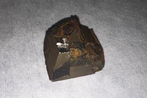 Source:  James WamplerA fragment of the 24 tonne Mundrabilla meteorite that was found in Australia in 1911. This piece of the meteorite was found to contain tiny amounts of superconducting alloys